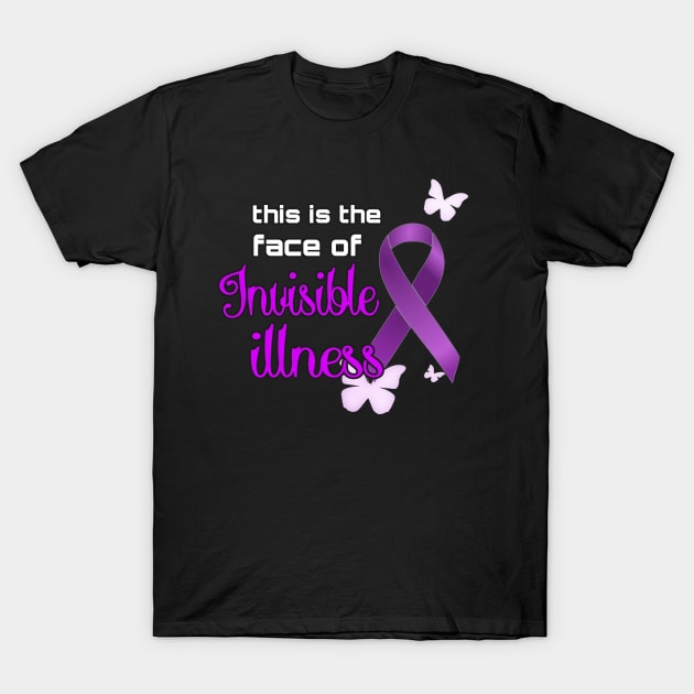 Face Of Invisible Illness Purple T-Shirt by AlondraHanley